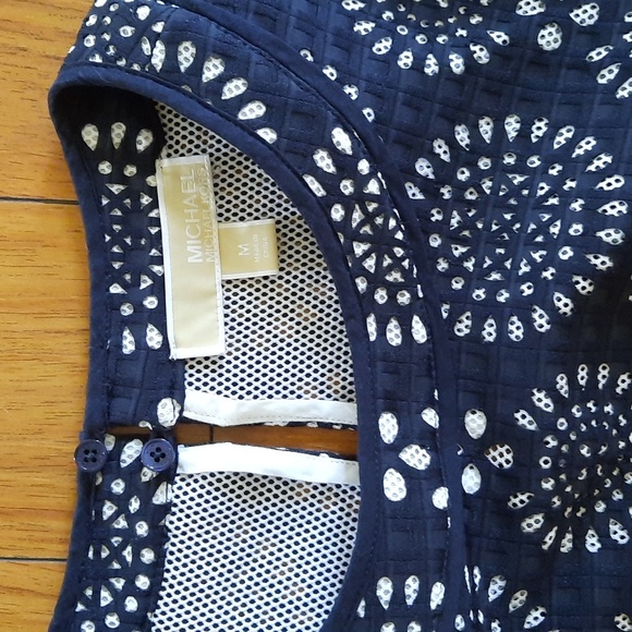 🔥🔥🔥SALE🔥🔥🔥NWOT Michael Kors White & Navy Eyelet Top & Skirt - Picture 2 of 7